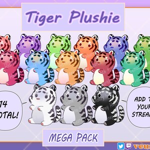 Stream Asset Tiger Plushie Mega Pack für Twitch Youtube Discord | Niedliche Kawaii Sticker Dekoration Overlay Addition