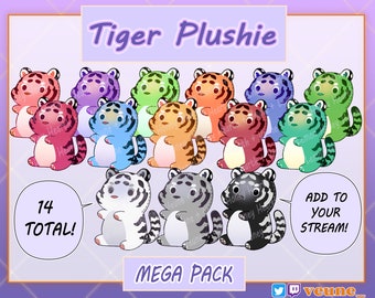 Stream Asset Tiger Plushie Mega Pack for Twitch Youtube Discord | Cute Kawaii Sticker Decoration Overlay Addition