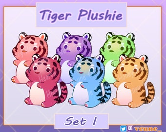 Stream Asset Tiger Plushie Set 1 for Twitch Youtube Discord | Cute Kawaii Sticker Decoration Overlay Addition