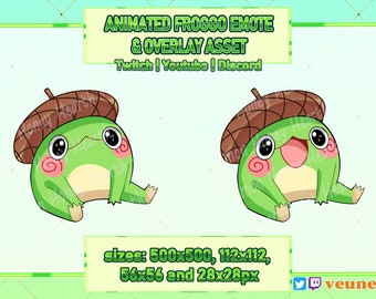 Animated Frog B Emote Overlay Asset Digital Sticker for Twitch | Youtube | Discord Froggo Cute Kawaii