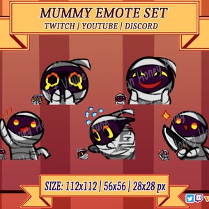 Zestaw emotikonek Mumii | twitch | youtube | discord | straszne | słodkie | kawaii | streamer | straszne