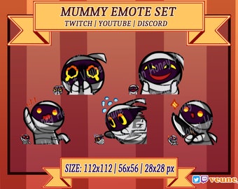Mummy emote set | twitch | youtube | discord | spooky | cute | kawaii | streamer | scary