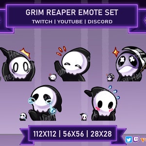 Grim Reaper Emote Set for Twitch | Youtube | Discord | Kawaii | Cute | Halloween | Spooky