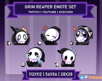 Grim Reaper Emote Set for Twitch | Youtube | Discord | Kawaii | Cute | Halloween | Spooky