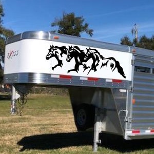 Horses Running Three - Vinyl Decal for your Horse Trailer or Truck Rodeo Decal Western Rider Decal Female Barrel Racer Beautiful Horses