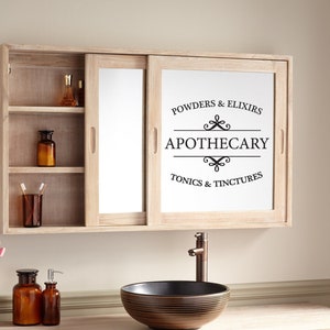 Apothecary Powders Elixers Tonics Tinctures - Vinyl Decal Sticker for your Tonics and Tinctures Bathroom Decals Fun Artsy Art Deco Decals