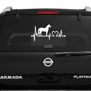 Horse Heartbeat - Vinyl sticker voor uw auto, paardentrailer of vrachtwagen Rodeo Decal Western Rider Decal Female Barrel Racer Beautiful Horses