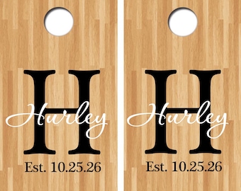 Cornhole Decals Set of Two Custom Cornhole Personalized DIY Decals for Standard Cornhole Boards Wedding Anniversary