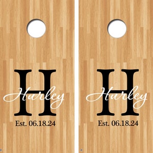 Cornhole Decals Set of Two Custom Cornhole Personalized DIY Decals for Standard Cornhole Boards Wedding Anniversary