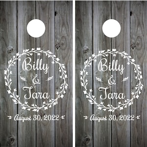 Cornhole Decals Set of 2 Custom Wedding Cornhole Decals DIY Decals Personalized for Your Occasion Wedding Anniversary Birthday Decor