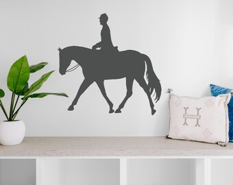 Dressage Horse w English Rider Vinyl Decal Bumper Sticker Equestrian Rider Dressage Trailer Riding Hunter Jumper Horse Show Decals