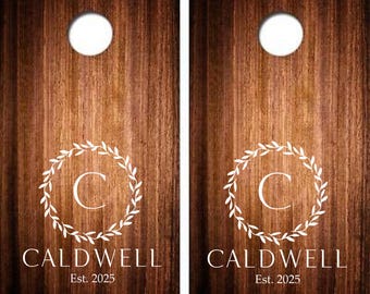 Cornhole Decals Set of Two Custom Cornhole Decals Personalized DIY Decals for Standard Cornhole Boards Wedding Anniversary