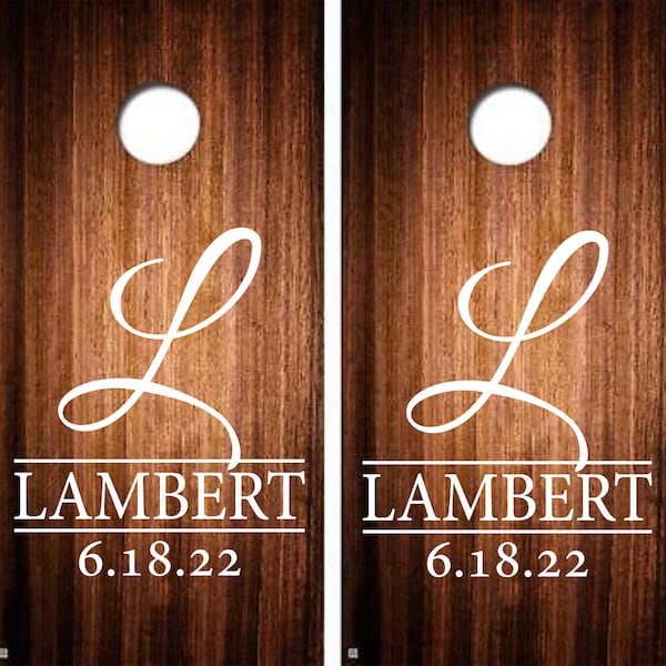 Cornhole Decals Set of Two Custom Cornhole Decals Personalized DIY Decals for Standard Cornhole Boards Wedding Anniversary