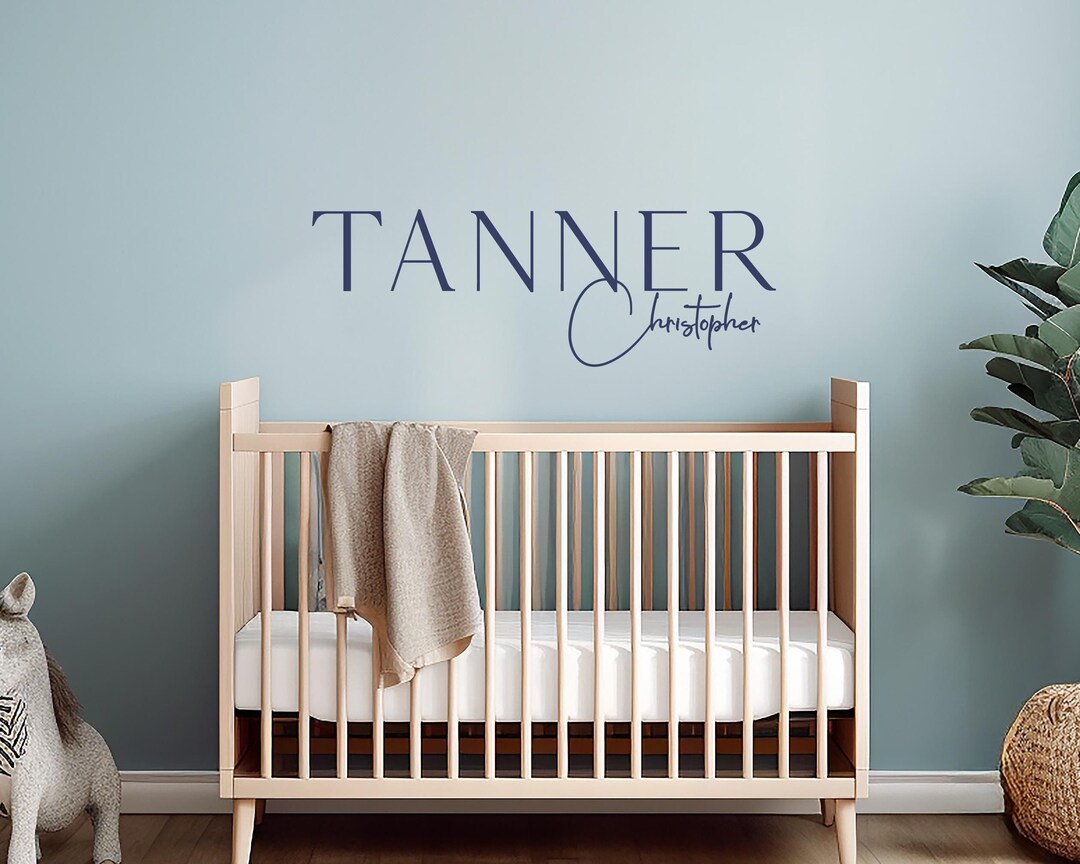 Personalized Name Wall Decal for Boy Monogram Initial Fancy Cursive ...