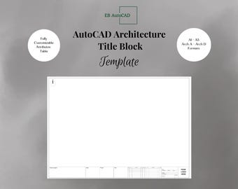 Modello di blocco del titolo AutoCAD / Layout architettonico DWG / Unità imperiali e metriche