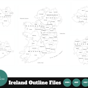 CAD Landkarte Irland I DWG, DXF I Irland Umriss I Irland Vektorkarte