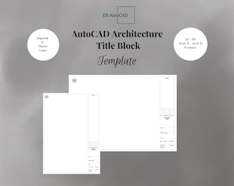 Modello di blocco del titolo AutoCAD / Layout architettonico imperiale e metrico DWG