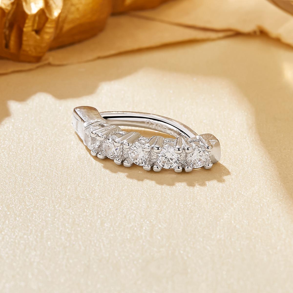 Anello Barre Ventre ORO ROSA/Oro Cristallo Chiaro Zirconia Fiore - Foto 4