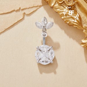 Simulated Marquise Diamond Solid 925 Sterling Silver Belly Button Ring,Belly Piercing,Navel Bar,Curved Barbell,Navel Ring,Gift for Her