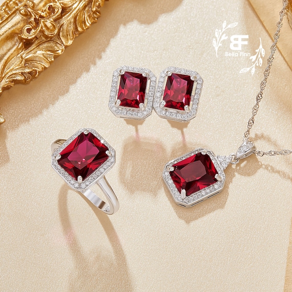 Ruby ring and necklace set discount