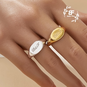 Anillo personalizado con inicial grabada, anillo minimalista de plata de ley 925, regalo de cumpleaños para ella.