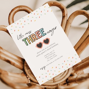 Little Miss Threenager 3rd Birthday Invitation | Funny Third Birthday Invitation | Birthday Party Invitation for Third Birthday Girl