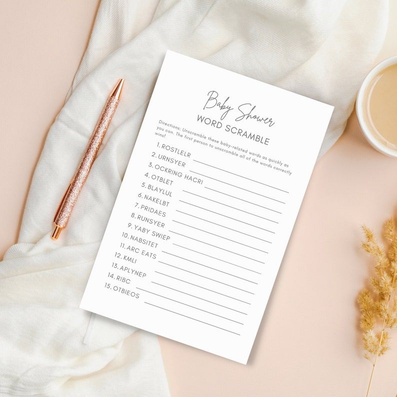 Coed Baby Shower Game Instant Download Simple Baby Shower Etsy