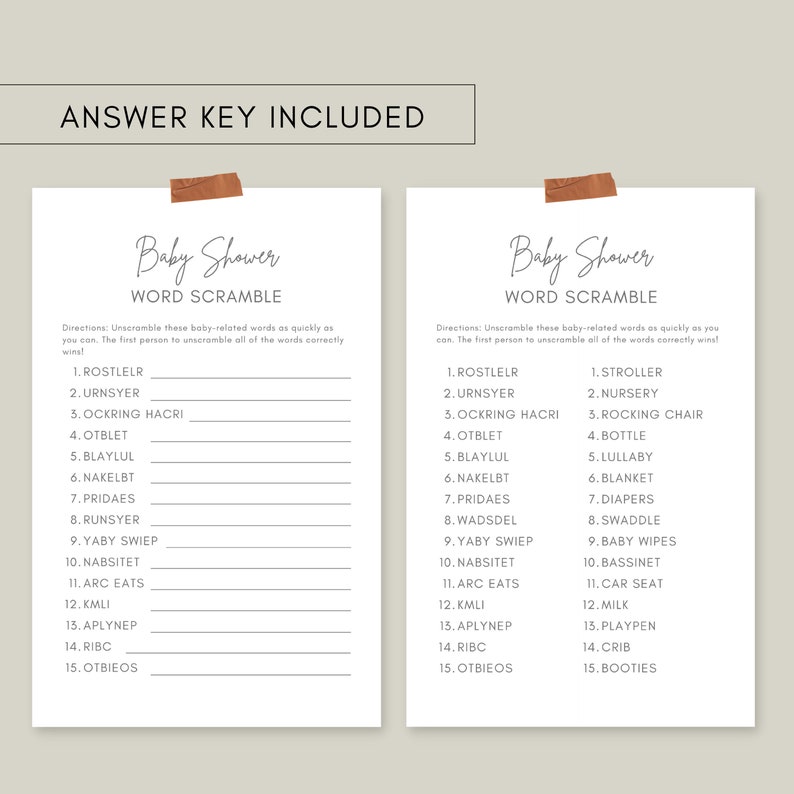 Coed Baby Shower Game Instant Download Simple Baby Shower Etsy