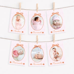 Our Little Pumpkin is Turning One Girl 1st Birthday Decorations, Orange Pink Bow Milestone Banner Photo Milestone Cards Girl Photo Banner