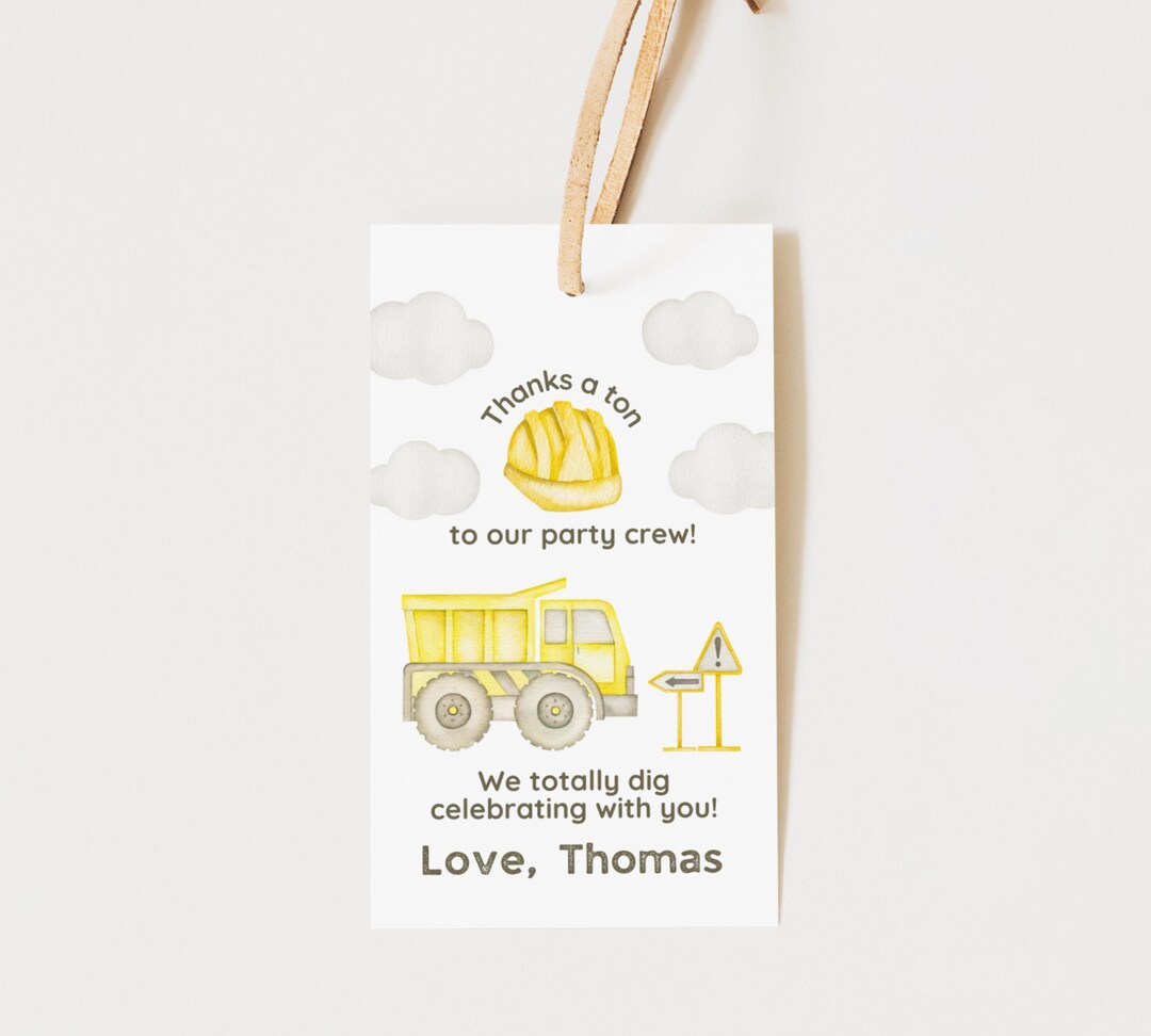 Construction Tags for Construction Theme Birthday Party - Construction ...