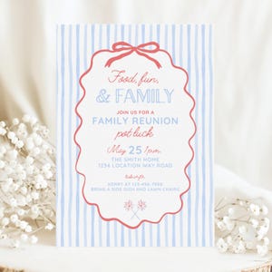 Cute Summer Family Reunion Invitation, Red White and Blue Family Reunion Flyer, Digital Download Family Reunion Invitation Template 1st
