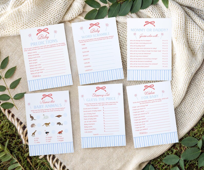 Red White and Due Summer Baby Shower Games, 4th of July Printable ...