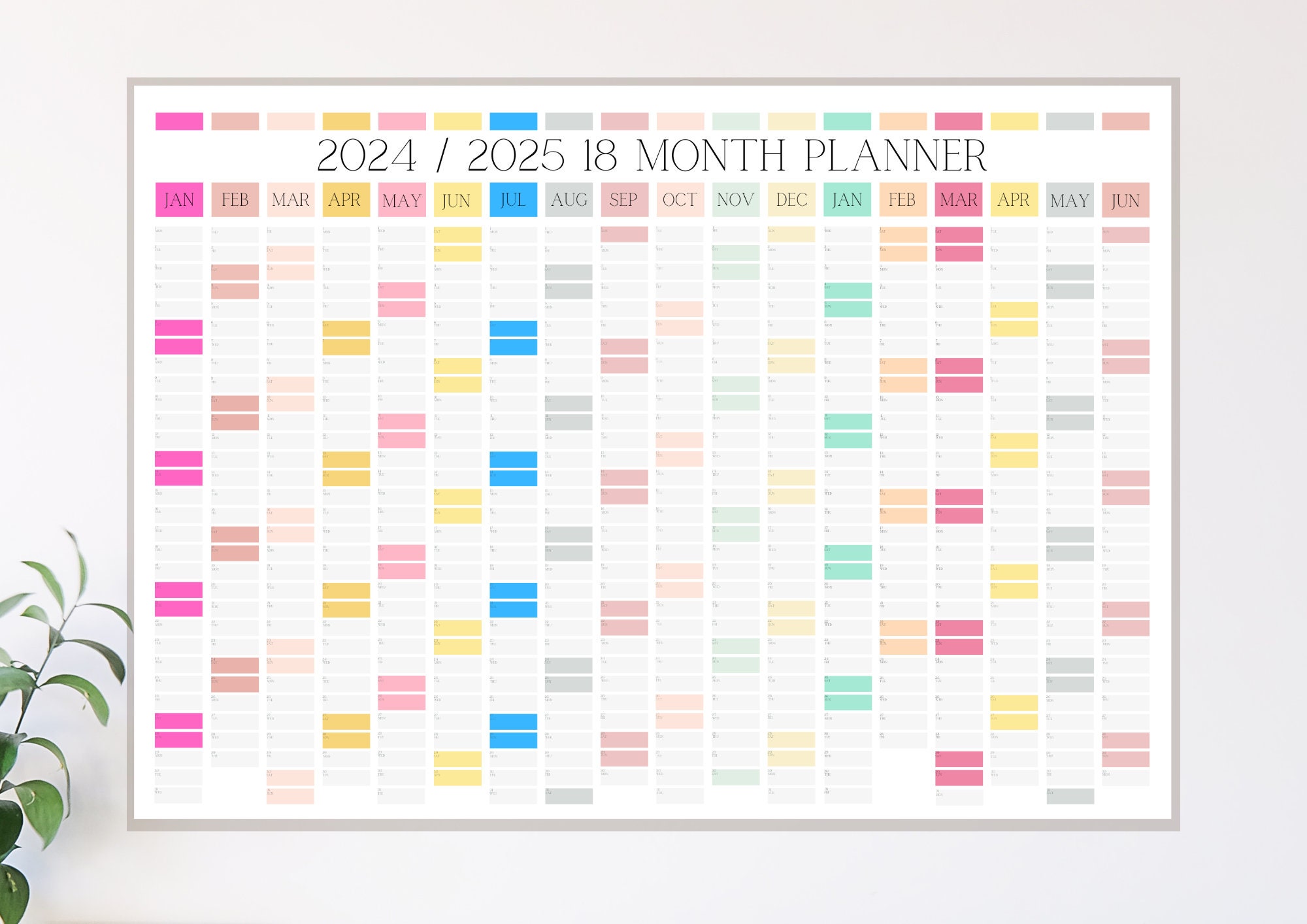 18 Month 2024 2025 Wall Planner Calendar Digital 