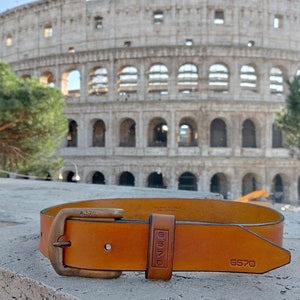 Unique yellow belt - Woman - Artisan belt - Handmade brass buckle - 100% made in Italy - Handmade