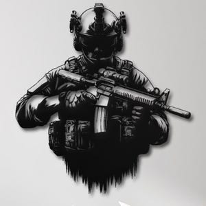 Commando soldaat metalen muur decor, leger muur decor, cadeau voor veteraan en militaire familie, soldaat metalen wand decor, militair design decor