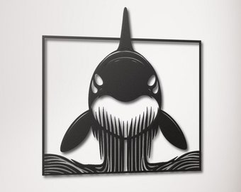 Orca Whale Metal Wall Sculpture, Orca Whale Metal Wall Decor, Orca Whale Metal Sign, Whale Wall Art, Whale Office Decor, Bedroom Wall Decor