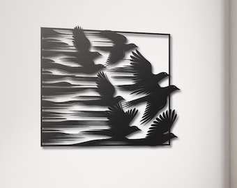 Flock of Birds Metal Wall Art, Flying Birds Metal Wall Decor, Birds Metal Sign, Housewarming Gift, Garden Patio Decor, Living Room Decor