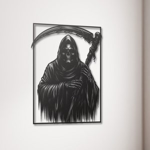 Grim Reaper Metal Wall Decor, Grim Reaper Metal Sign, Gothic Wall Art, Grim Reaper Wall Art, Gothic Gifts, Reaper Wall Decor,
