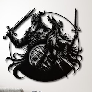Viking Warrior Metal Wall Art, Viking Family Metal Wall Art, Nordic Scandinavian Wall Decor, Viking Sculpture Home Decor, Viking Couple Art