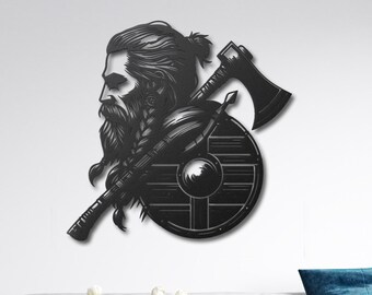 Viking Metal Wall Decor, Nordic Viking Decor, Viking Warrior Decor, Viking Shield Armor Decor,
