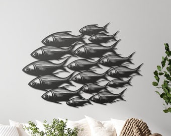 School of Fish Metal Wall Decor, Metal Fish Wall Decor, Housewarming Gift, Bedroom Wall Decor, Nautical Wall Decor, Farmhouse Wall Decor