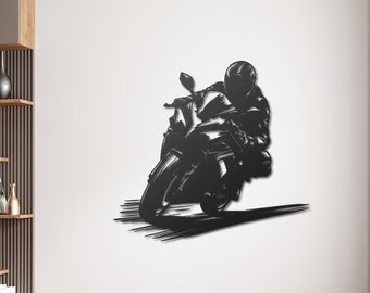 Motorrad-Metallwand-Kunst, Motorrad-Metallschild, Einweihungsgeschenk für Biker, Geschenke für Motorrad-Liebhaber, Mannhöhlen-Dekor, Motorrad-Wand-Dekor
