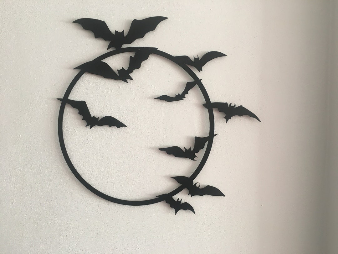 Bat Metal Wall Art, Flying Bats Metal Wall Decor, Halloween Home Decor