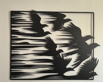 Flock of Birds Metal Wall Art, Flying Birds Metal Wall Decor, Birds Metal Sign, Housewarming Gift, Garden Patio Decor, Living Room Decor