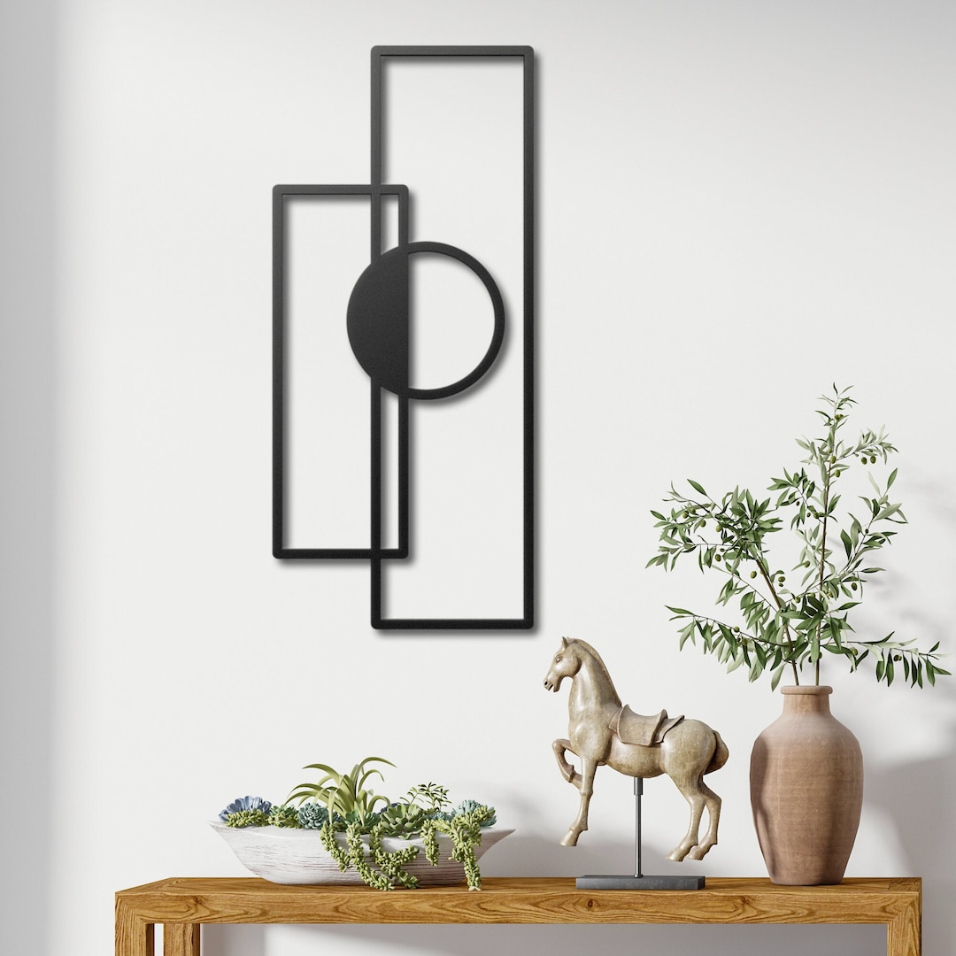 Picture of Geometric Metal Wall Art, Modern Office Room Decor - Etsy
