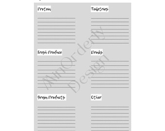 Grocery List Printable PDF - Etsy