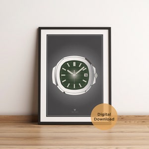 Patek Philippe Nautilus, Watch Printable Wall Art, Watch print, Digital Download, Horology Artwork, Decor, Birthday Gift