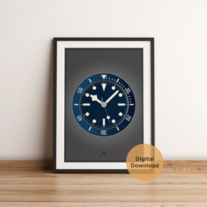 Tudor BlackBay 58 Blue, Watch Printable Wall Art, Watch print, Digital Download, Horology Artwork, Decor, Birthday Gift