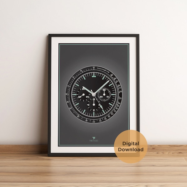 Omega Speedmaster, Watch Printable Wall Art, Watch print, Digital Download, Horology Artwork, Decor, Birthday Gift