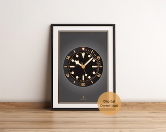 Tudor BlackBay 58, Arte de pared imprimible de reloj, Impresión de reloj, Descarga digital, Arte de horología, Decoración, Regalo de cumpleaños